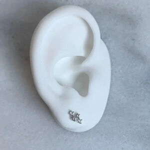 Silver Crystal Micro Small Cluster Stud Earrings